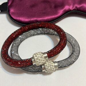 Red and silver color magnetic bracelets